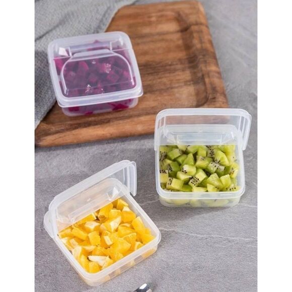 Clear Food Storage Box Plastic Refrigerator Cheese Box 3 PCS Makeup Container Sb - Picture 2 of 7